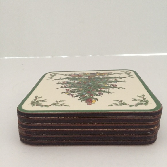 Pimpernel Spode Christmas Tree Holiday Coasters Acrylic Cork Square Box of 6 - Picture 8 of 11